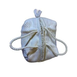 Ivory Chiffon Braided 1950"s Domed Purse, Hippie, Granny core, Wedding